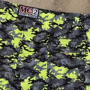 MC2 Saint Barth Swim Trunks Lined Men's 2XL Yellow Grey Camouflage 5" Stretch